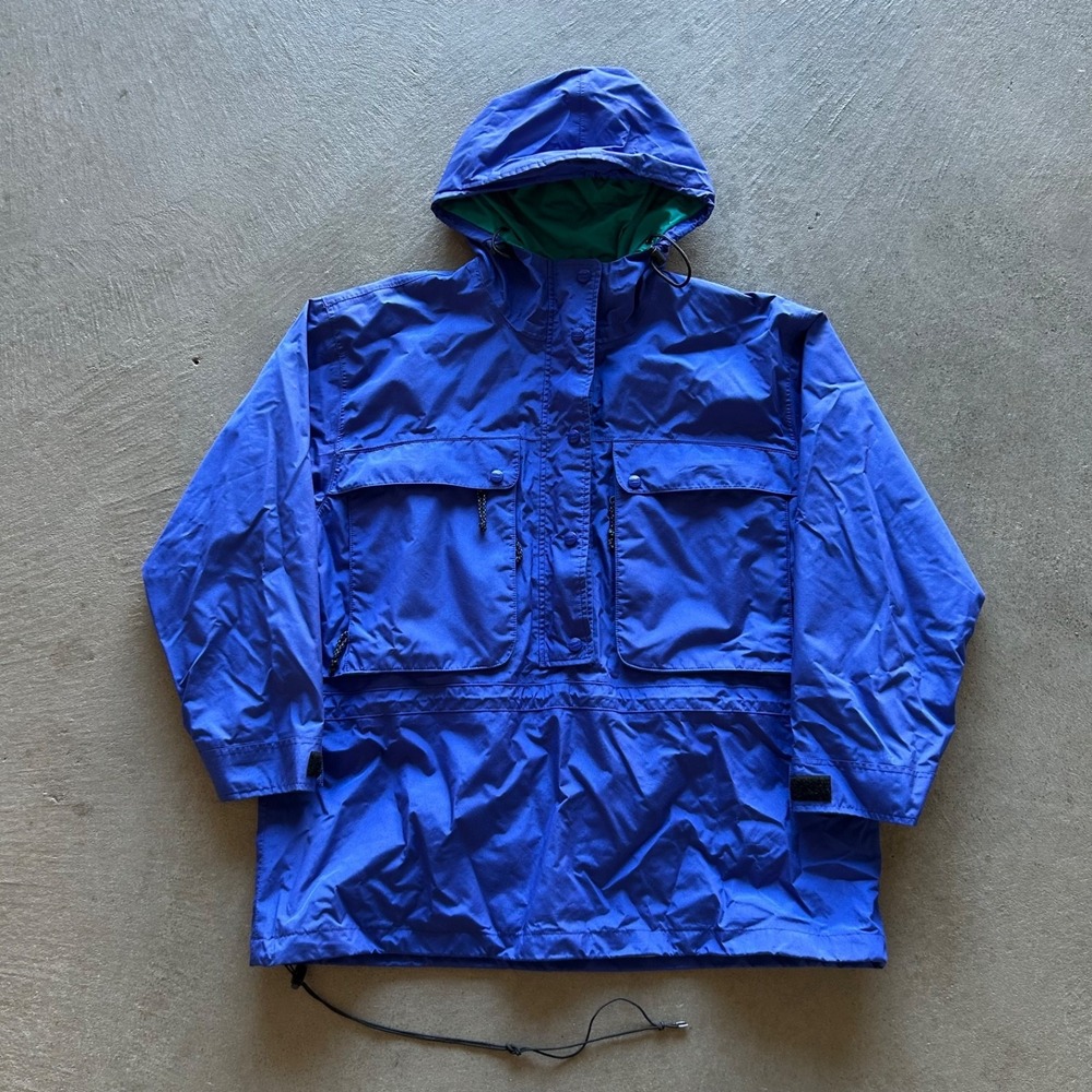 Vintage LL Bean North Col Outerwear Jacket Womens XL Blue Utility Hooded Parka‎